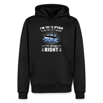 Captain Always Right Kapitän - Männer Premium Bio Hoodie - Schwarz - Vorne - Nico (187cm)