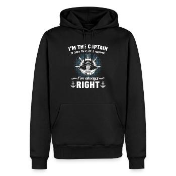 Kapitän Hat Immer Recht Captain - Männer Premium Bio Hoodie - Schwarz - Vorne - Nico (187cm)