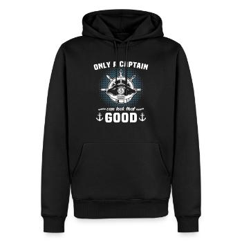 Capitaine Capitaine Bateau - Sweat à capuche Premium bio Homme - noir - Devant - Nico (187cm)