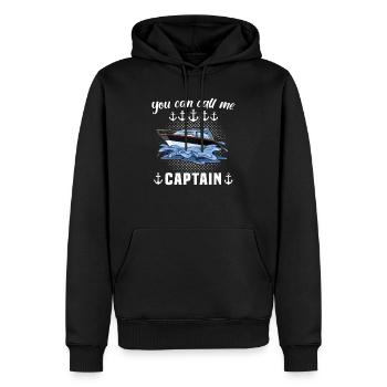 Kapitän Call Me Captain - Männer Premium Bio Hoodie - Schwarz - Vorne - Nico (187cm)