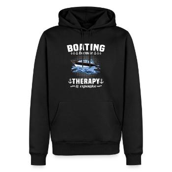 Captain Boating Therapy - Männer Premium Bio Hoodie - Schwarz - Vorne - Nico (187cm)