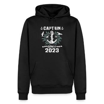 Capitaine 2023 bateau titulaire d’un permis bateau - Sweat à capuche Premium bio Homme - noir - Devant - Nico (187cm)