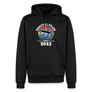 Capitaine 2023 bateau titulaire d’un permis bateau - Sweat à capuche Premium bio Homme - noir - Devant - Nico (187cm)