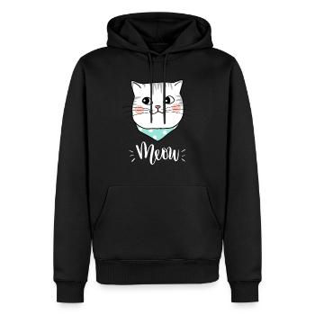 Mignon Kawaii drôle de chat disant miaulement - Sweat à capuche Premium bio Homme - noir - Devant - Nico (187cm)
