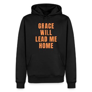 La grâce vous conduira à la maison - Christian - Sweat à capuche Premium bio Homme - noir - Devant - Nico (187cm)