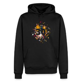 Nombre 30e couleur Splash - Sweat à capuche Premium bio Homme - noir - Devant - Nico (187cm)