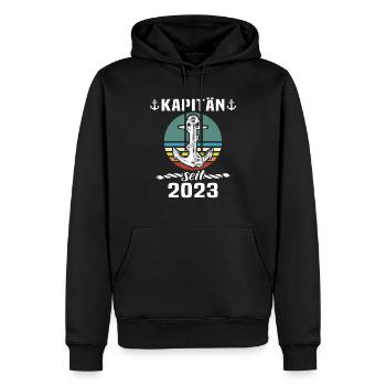 Kapitän 2023 Bootsführerschein Boot - Männer Premium Bio Hoodie - Schwarz - Vorne - Nico (187cm)