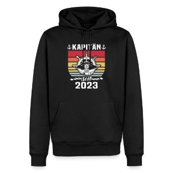Kapitän Boot Bootsführerschein 2023 - Männer Premium Bio Hoodie - Schwarz - Vorne - Nico (187cm)