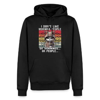 Morning People Katze Kaffee - Männer Premium Bio Hoodie - Schwarz - Vorne - Nico (187cm)