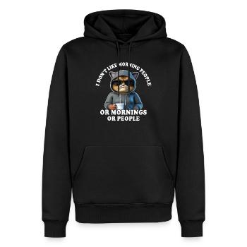 Morning grouch coffee drinker cat coffee - Sweat à capuche Premium bio Homme - noir - Devant - Nico (187cm)
