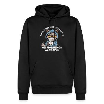 Morning grouch coffee drinker cat coffee - Sweat à capuche Premium bio Homme - noir - Devant - Nico (187cm)