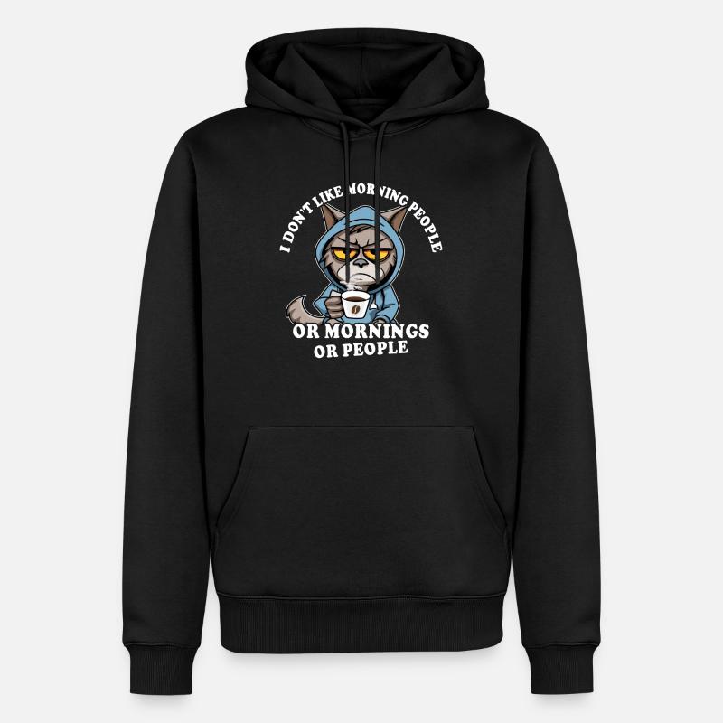 Morgenmuffel Kaffeetrinker Katze Kaffee - Männer Premium Bio Hoodie - Schwarz