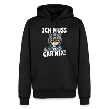Ich Muss Gar Nix Katzen - Männer Premium Bio Hoodie - Schwarz - Vorne - Nico (187cm)