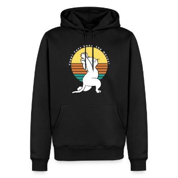 Yoga? Cats Know The Moves! Retro Yoga Cat - Männer Premium Bio Hoodie - Schwarz - Vorne - Nico (187cm)