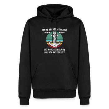 Wilhelmshavener Sprüche Wilhelmshaven - Männer Premium Bio Hoodie - Schwarz - Vorne - Nico (187cm)