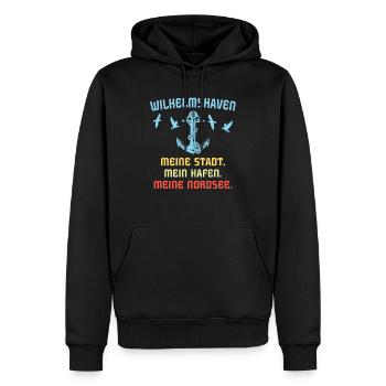 Wilhelmshavener Wilhelmshaven - Männer Premium Bio Hoodie - Schwarz - Vorne - Nico (187cm)