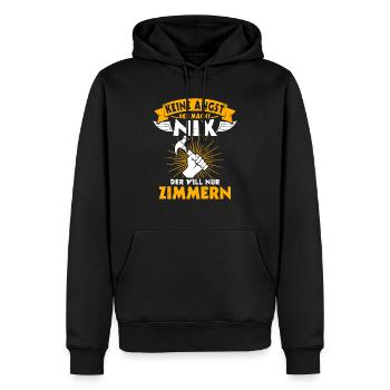Zimmermann Zimmerer Zimmerei - Männer Premium Bio Hoodie - Schwarz - Vorne - Nico (187cm)