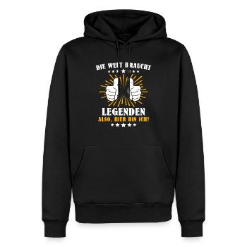 Die Welt Braucht Legenden - Männer Premium Bio Hoodie - Schwarz - Vorne - Nico (187cm)