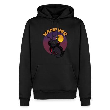 Chat mignon vampire Chat noir drôle vampurr - Sweat à capuche Premium bio Homme - noir - Devant - Nico (187cm)