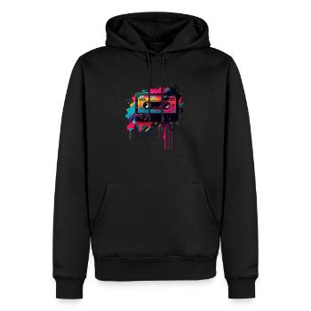Retro Mixtape - Männer Premium Bio Hoodie - Schwarz - Vorne - Nico (187cm)