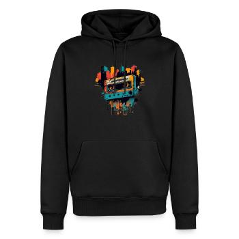 Retro Mixtape - Männer Premium Bio Hoodie - Schwarz - Vorne - Nico (187cm)