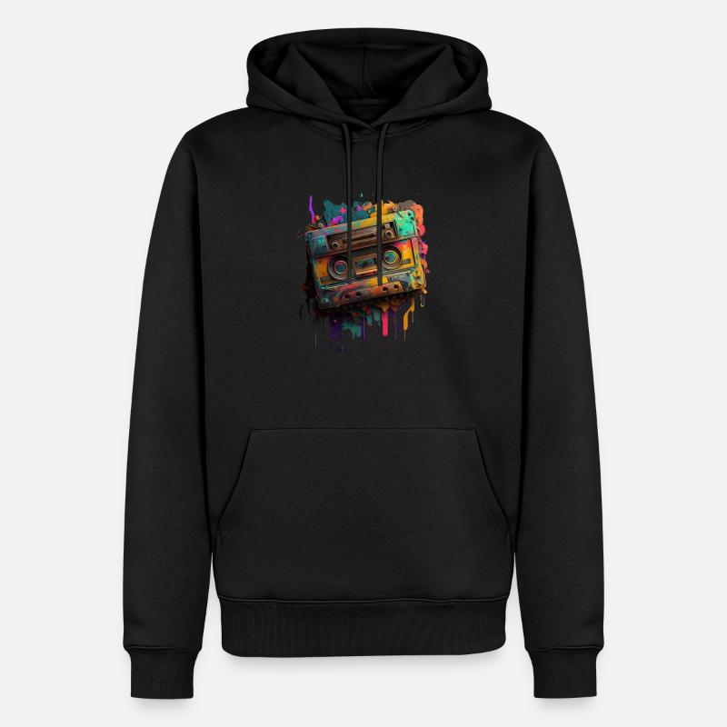 Mixtape rétro - Sweat à capuche Premium bio Homme - noir