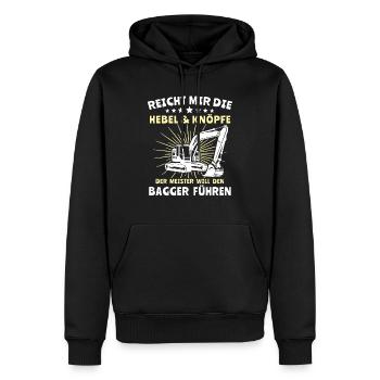 Baggerfahrer Bagger Fahren - Männer Premium Bio Hoodie - Schwarz - Vorne - Nico (187cm)
