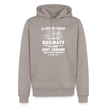 Chemin de fer miniature de jardin Voie G - Sweat à capuche Premium bio Homme - taupe - Devant - Nico (187cm)