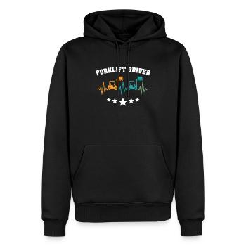 Chariot élévateur à fourche - Sweat à capuche Premium bio Homme - noir - Devant - Nico (187cm)