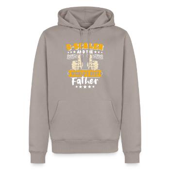 Voie ferrée de jardin G Papa - Sweat à capuche Premium bio Homme - taupe - Devant - Nico (187cm)