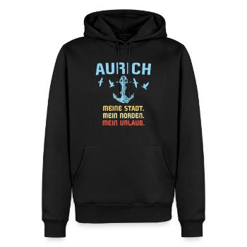 Aurich Sprüche Auricher Spruch - Männer Premium Bio Hoodie - Schwarz - Vorne - Nico (187cm)