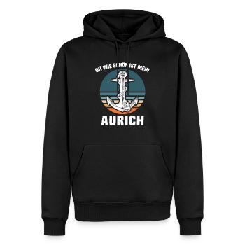 Aurich Sprüche Auricher - Männer Premium Bio Hoodie - Schwarz - Vorne - Nico (187cm)