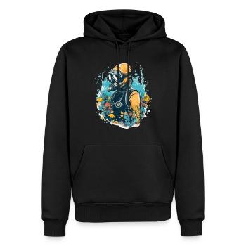 Thierry le plongeur - Sweat à capuche Premium bio Homme - noir - Devant - Nico (187cm)