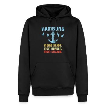Hamburg Sprüche Hamburger Spruch - Männer Premium Bio Hoodie - Schwarz - Vorne - Nico (187cm)