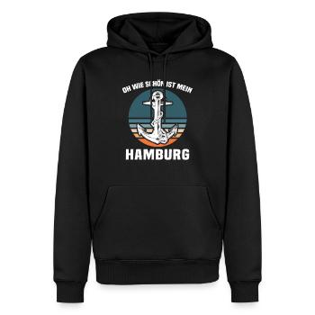 Hamburg Sprüche Hamburger - Männer Premium Bio Hoodie - Schwarz - Vorne - Nico (187cm)