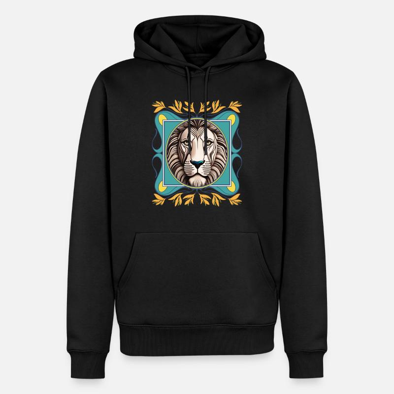 Löwe - Männer Premium Bio Hoodie - Schwarz