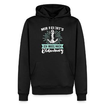 Oldenburger Sprüche Oldenburg - Männer Premium Bio Hoodie - Schwarz - Vorne - Nico (187cm)