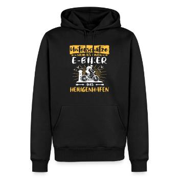 Ebike Heiligenhafen Ebiking Heiligenhafener - Männer Premium Bio Hoodie - Schwarz - Vorne - Nico (187cm)
