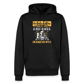 Heiligenhafen Fahrradfahrer Heiligenhafener - Männer Premium Bio Hoodie - Schwarz - Vorne - Nico (187cm)
