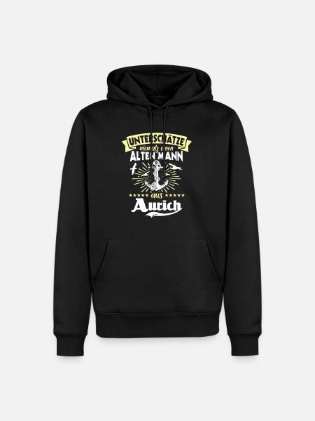 Unterschätze Aurich Mann - Männer Premium Bio Hoodie - Schwarz
