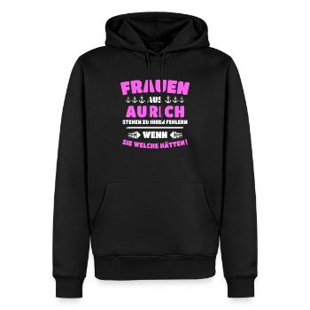 Aurich Frau Auricher Frauen - Männer Premium Bio Hoodie - Schwarz - Vorne - Nico (187cm)