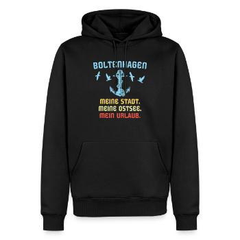 Boltenhagen Sprüche Boltenhagener Spruch - Männer Premium Bio Hoodie - Schwarz - Vorne - Nico (187cm)