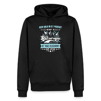 Boltenhagen Sprüche Boltenhagener Spruch - Männer Premium Bio Hoodie - Schwarz - Vorne - Nico (187cm)