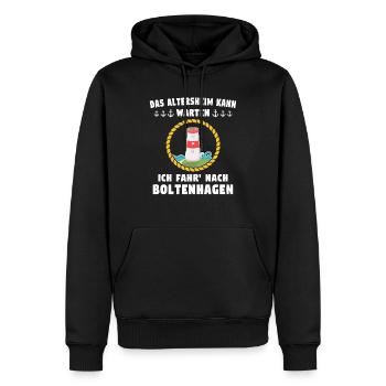 Boltenhagen Sprüche Boltenhagener Spruch - Männer Premium Bio Hoodie - Schwarz - Vorne - Nico (187cm)