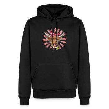 Vache bovine des Highlands - Sweat à capuche Premium bio Homme - noir - Devant - Nico (187cm)