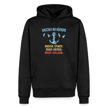 Ueckermünde Sprüche Ueckermünder Spruch - Männer Premium Bio Hoodie - Schwarz - Vorne - Nico (187cm)