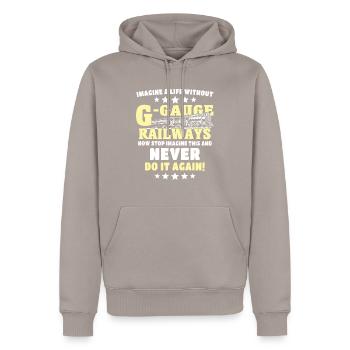 Voie ferrée de jardin G - Sweat à capuche Premium bio Homme - taupe - Devant - Nico (187cm)