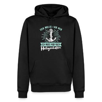 Heiligenhafen Sprüche Heiligenhafener Spruch - Männer Premium Bio Hoodie - Schwarz - Vorne - Nico (187cm)