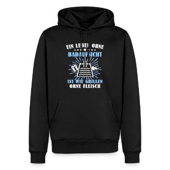 Schwimmmeister Sprüche Bademeister - Männer Premium Bio Hoodie - Schwarz - Vorne - Nico (187cm)