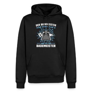 Schwimmmeister Sprüche Bademeister - Männer Premium Bio Hoodie - Schwarz - Vorne - Nico (187cm)
